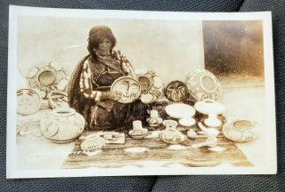 American Indian Pottery Maker Vintage Real Photo Postcard Rppc