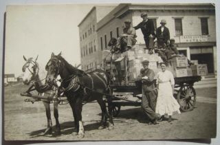 Horse Drawn Delivery Wagon Boxes Old 1904 - 20s Rppc Postcard; Grand Central Hotel