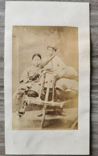 1 Albumen Cdv Photo 1890 Of A Chinese Woman On A Typical Transport Cart