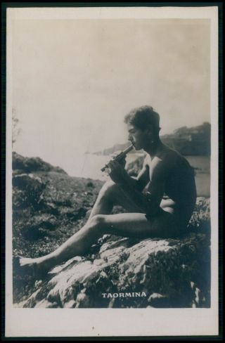 Aa Male Nude Gay Interest Von Gloeden Taormina Old 1910s Photo Postcard