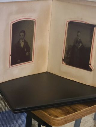 ANTIQUE PHOTO ALBUM 13 TINTYPE AND 32 CDV photos FROM 1800s L@@K 2