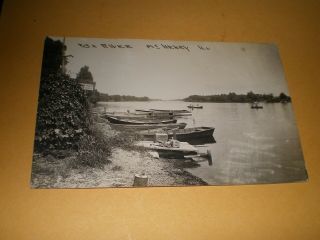 Old Rppc View Boats Sign Fox River Mchenry Illinois County Postcard
