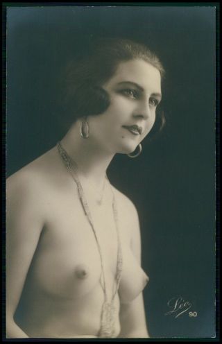 Miss Jeanne Juilla French Nude Woman 1920s Old Rppc Photo Postcard