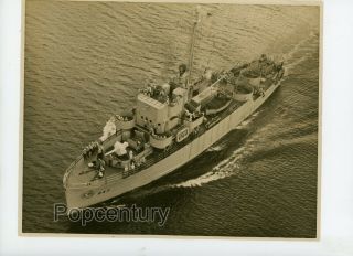 Vintage Ww2 Us Navy Ship Skowhegan Pce 843 Patrol Craft Escort Large Photograph