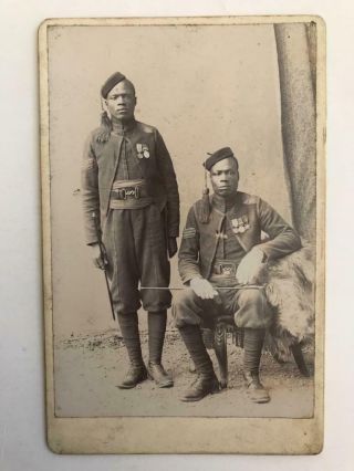 1890s Military Cabinet Photograph Two African Soldiers