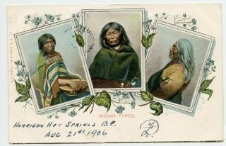 Indian Types,  Native American Vintage Postcard By Hibben,  Victoria B.  C.  Canada