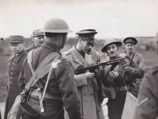 Press Photo Ww2 Bef King George Handles Machine Tommy Gun December 1939