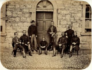 1858 | Large Albumen Photograph Officers Outside Mess In Dublin Ireland