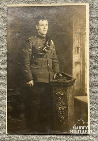 Ww1 Era British Royal Artillery Soldier In Uniform Studio Postcard (23669)