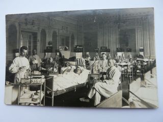 WW1 Wounded Germans and Medical Staff.  Hospital Ward.  Feldpost.  VERY SHARP (286) 3