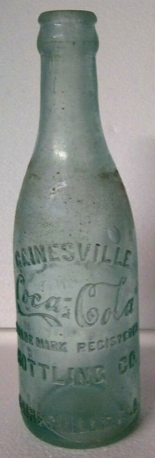 Coca Cola Coke Gainesville Bottling Straight Sided Bottle Old Florida 7.  75