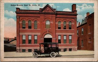 East St Louis Illinois Police Station Vintage Patrol Car 1918 Postcard