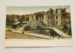 Vintage Rppc Postcard - County Courthouse Santa Rosa California Earthquake 1906