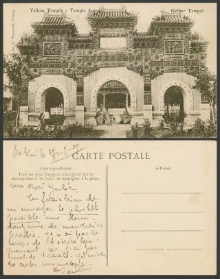 China 1927 Old Postcard Yellow Temple Jaune Gelber Tempel,  Peking,  Chinese Monks