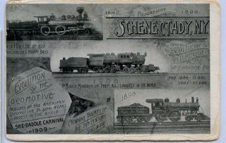 Vintage 1915 Postcard Schenectady,  York The Evolution Of The Locomotive