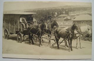 Ice Coal Delivery Wagon Old 1904 - 20s Rppc Postcard; Jonesmore Sign Portland Or ?