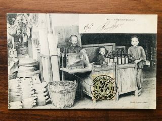 China Old Postcard Chinese People Food To Saigon 1906