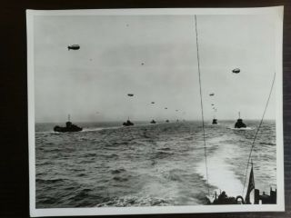 Ww2 Wwii War Press Photo Coast Guard Landing Craft Infantry Barrage Balloons