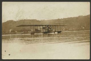 1910 Keuka Lake Real Photo - Aviator,  Glenn Curtiss With Seaplane