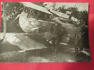 Ww1 German Photo Combat Pilots Next To Their Plane