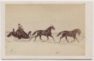 Canada Cdv - Painting Of Horse - Drawn Sleigh On The Ice By Cornelius Krieghoff