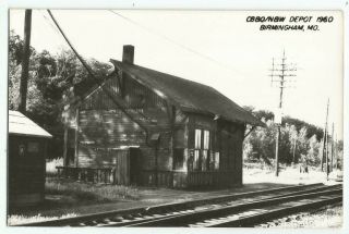 Birmingham,  Mo Liberty,  Missouri Old Rppc Postcard,  Cb&q/n&w Railroad Depot