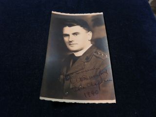 Signed Orig Ww2 Real Photo " Chaplain - R Dunford - 1940 "
