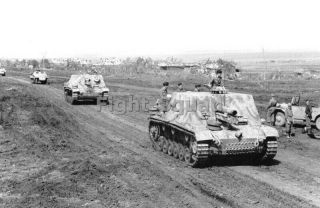 Ww2 Picture Photo German Convoy Of Heavy Assault Guns Stug33b On The March 3564