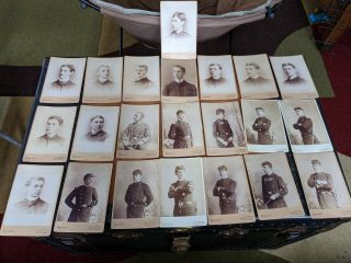 Rare 22 Cabinet Cards Boston Latin School Class Of 1886 Military Cadets Black
