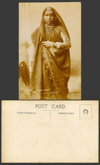 India Old Real Photo Postcard Native Indian Woman,  Bakhshi,  Traditional Costumes