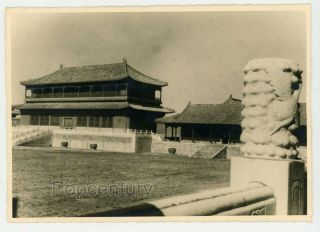 Vintage 1940s Rppc Postcard China Peking Forbidden City Courtyard Photograph