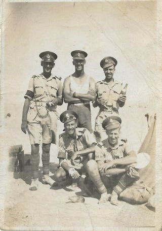 Vintage Old Photograph World War Ii Five Men Military Uniform Army Benghazi 1942