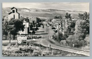 Main Street Lander Wy Photo Rppc Vintage Sinclair Gas Billboard Sign Sanborn 40s