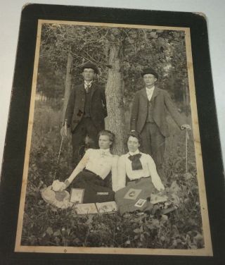 Rare Antique Victorian American Outdoor Group Photographs All Over Cabinet Photo