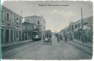 Rare Old Postcard - Viale Cavalletti Al Bassanello - Padova - Italy 1918 Tram