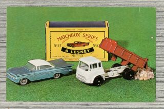 Matchbox Series Contest - A Lesney Product - No.  57 - Old Car - Dump Truck - Postcard