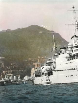COLOUR PHOTO HMS BIRMINGHAM HONG KONG CHINA STATION HARBOUR DEC 1938 ROYAL NAVY 3