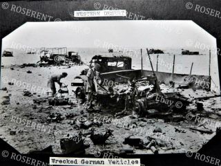 Ww2 Desert War - Wreaked German Army Trucks In The Desert - Photo 15.  5 By 9.  5cm