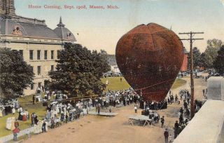 Mason Michigan Home Coming Hot Air Balloon Vintage Postcard Aa33932