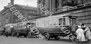 Old Negative.  Fleet Of Buses In Preston.  Ribble Livery.  Man Under Bonnet.  1920.  0212