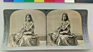 Sioux Musician Native American Indian Flute Keystone Stereoview Photo