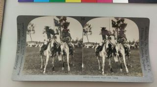Mounted Sioux And Camp Native American Indian Keystone Stereoview Photo