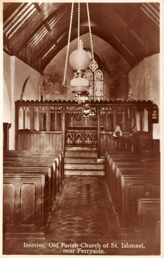 Ferryside - Interior Of Church Of St.  Ishmael An Old Rp Postcard 2132113