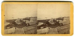 1870s Fort Mackinac Island Michigan Mi Stereoview,  Fort Interior With Soldiers