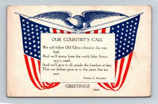 Postcard Patriotic Ww1 Era Our Country 