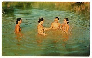 Old Postcard Bathing Dayak Maidens Sarawak Malaysia Semi Naked