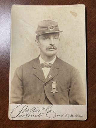 Civil War Veteran Cabinet Card Gar Post 5 - Potter Portraits Co.  Philadelphia