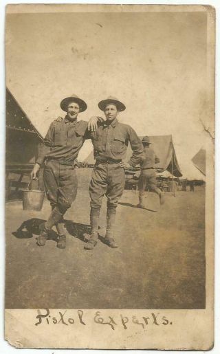Ww1 World War 1 Era U.  S.  Army Soldiers " Pistol Experts " Rppc Real Photo C.  1918