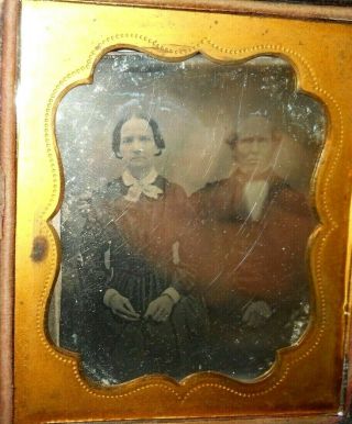 1/6th Plate Size Daguerreotype Of Young Couple In A Half Case