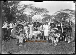 1900s Children Pageant Cowboy Indian Costumes Glass Photo Camera Negative 1 3
